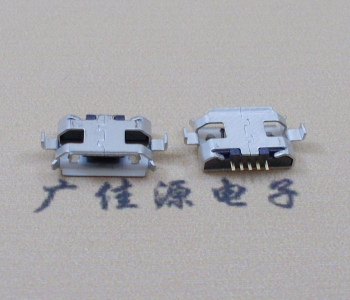 破板式Micro USB母座,贰脚下沉1.0MM插板带导位座子