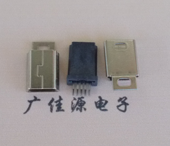 Mini USB 5PIN公头两件式180度B型口端子直插板