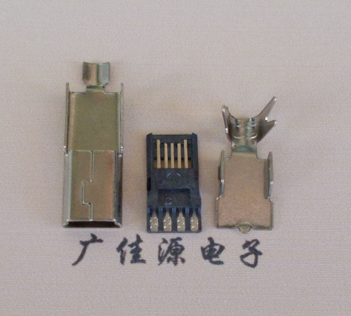 Mini USB插头焊线前五后四