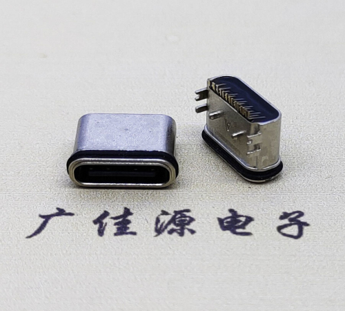 防水TYPE-C母座16P卧式四脚插板 防水TYPE-C母座16P卧式四脚插板